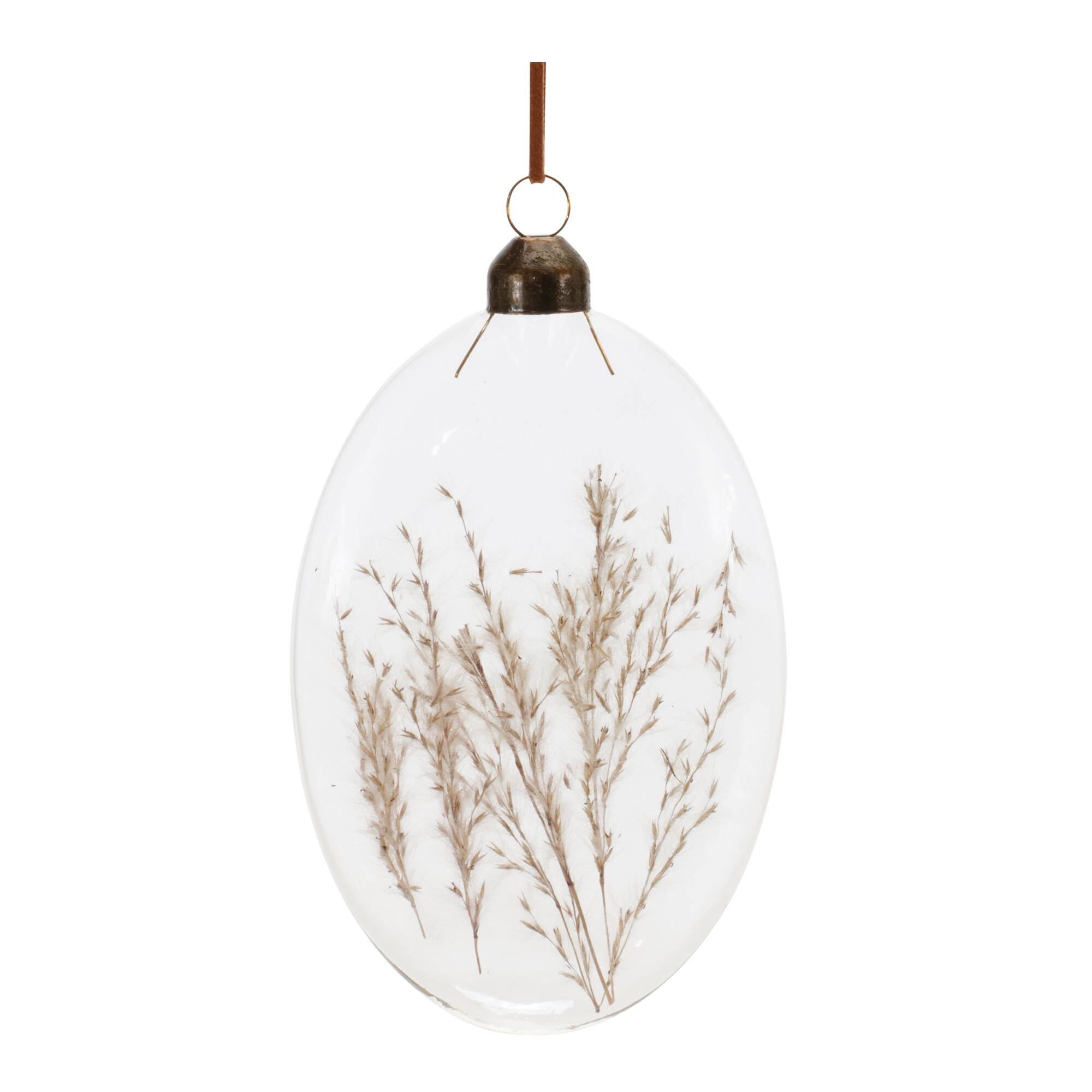 12 Pack 5.5" Warm Tone Dried Floral Glass Ornaments